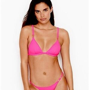 Victoria’s Secret Hot Pink Triangle Bikini Padded Swim Top Small